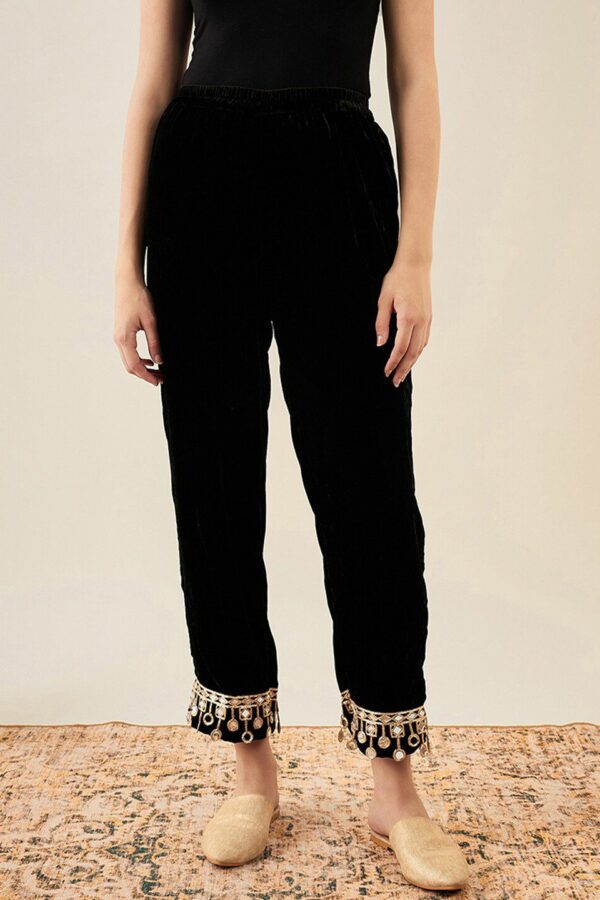 First Resort by Ramola Bachchan Women Mid-Rise Velvet Palazzos