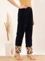 First Resort by Ramola Bachchan Women Velvet Straight Trouser - Image 3