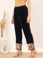 First Resort by Ramola Bachchan Women Velvet Straight Trouser - Image 4