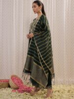 Indo Era Floral Embroidered Round Neck Straight Kurta with Palazzos & Dupatta
