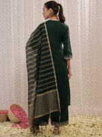 Indo Era Floral Embroidered Round Neck Straight Kurta with Palazzos & Dupatta - Image 5