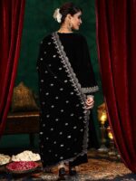 Libas Straight Velvet Thread Work Kurta with Trousers & Dupatta - Image 5