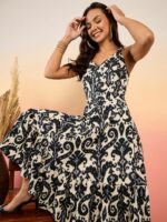 MABISH by Sonal Jain Ethnic Motifs Printed Sleeveless Crepe Fit & Flare Midi Dress - Image 6