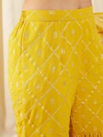 MABISH by Sonal Jain Printed Crop Top & Sharara With Frilled Dupatta - Image 3