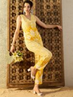 MABISH by Sonal Jain Printed V-Neck Top With Trouser - Image 4