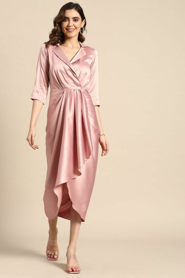 MABISH by Sonal Jain Satin Shirt Collar Wrap Midi Dress