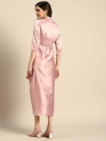 MABISH by Sonal Jain Satin Shirt Collar Wrap Midi Dress - Image 4