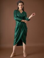 MABISH by Sonal Jain Satin Wrap Midi Dress