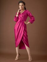 MABISH by Sonal Jain Satin Wrap Midi Dress
