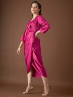 MABISH by Sonal Jain Satin Wrap Midi Dress - Image 3