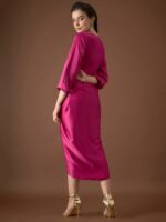 MABISH by Sonal Jain Satin Wrap Midi Dress - Image 4