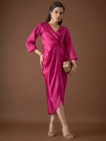 MABISH by Sonal Jain Satin Wrap Midi Dress - Image 6