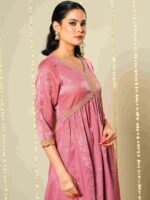 MEESAN Women Embroidered Empire Sequinned Velvet Kurta with Trousers & With Dupatta - Image 5