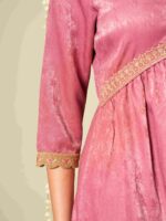 MEESAN Women Embroidered Empire Sequinned Velvet Kurta with Trousers & With Dupatta - Image 6