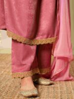 MEESAN Women Embroidered Empire Sequinned Velvet Kurta with Trousers & With Dupatta - Image 7