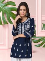 PARAMOUNT CHIKAN Ethnic Motifs Chikankari Embroidered A Line Kurti