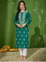 PARAMOUNT CHIKAN Ethnic Motifs Embroidered Chikankari Cotton Straight Kurta