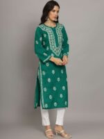 PARAMOUNT CHIKAN Ethnic Motifs Embroidered Chikankari Cotton Straight Kurta - Image 2