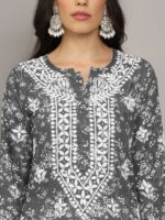 PARAMOUNT CHIKAN Ethnic Motifs Embroidered Chikankari Cotton Straight Kurta - Image 2