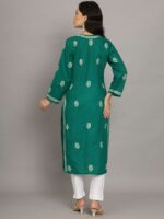PARAMOUNT CHIKAN Ethnic Motifs Embroidered Chikankari Cotton Straight Kurta - Image 4