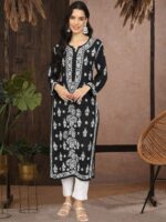 PARAMOUNT CHIKANEthnic Motifs Embroidered Chikankari Straight Kurta
