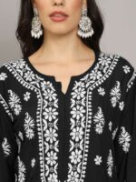 PARAMOUNT CHIKANEthnic Motifs Embroidered Chikankari Straight Kurta - Image 2