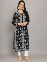 PARAMOUNT CHIKANEthnic Motifs Embroidered Chikankari Straight Kurta - Image 3