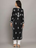 PARAMOUNT CHIKANEthnic Motifs Embroidered Chikankari Straight Kurta - Image 4