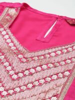 Sangria Sheen Finish Sequin Embellished Velvet A-Line Kurta Set - Image 2