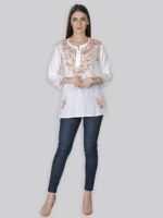 Seva Chikan Ethnic Motifs Embroidered Chikankari Handloom Chikankari Kurti - Image 6