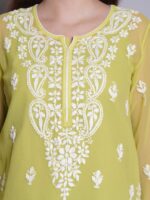 Seva Chikan Ethnic Motifs Embroidered Chikankari Kurti & Slip - Image 2