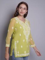 Seva Chikan Ethnic Motifs Embroidered Chikankari Kurti & Slip - Image 3