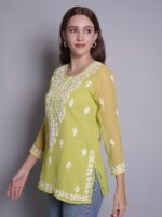 Seva Chikan Ethnic Motifs Embroidered Chikankari Kurti & Slip - Image 4
