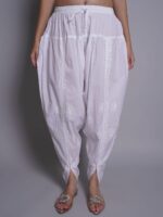 Seva Chikan Women Cotton Hand Embroidered Chikankari Dhoti Pants