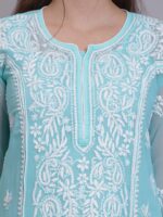 Seva Chikan Women Ethnic Motifs Embroidered Chikankari Handloom Georgette Kurta - Image 2