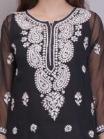 Seva Chikan Women Ethnic Motifs Embroidered Chikankari Handloom Georgette Kurta - Image 2