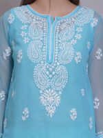 Seva Chikan Women Ethnic Motifs Embroidered Chikankari Handloom Georgette Kurta - Image 2
