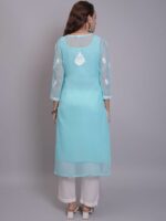 Seva Chikan Women Ethnic Motifs Embroidered Chikankari Handloom Georgette Kurta - Image 5