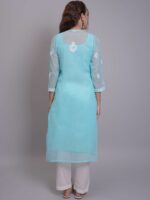 Seva Chikan Women Ethnic Motifs Embroidered Chikankari Handloom Georgette Kurta - Image 5
