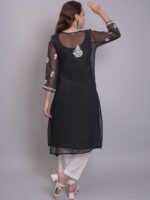 Seva Chikan Women Ethnic Motifs Embroidered Chikankari Handloom Georgette Kurta - Image 5