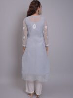 Seva Chikan Women Ethnic Motifs Embroidered Chikankari Handloom Georgette Kurta - Image 5
