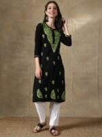 Seva Chikan Women Ethnic Motifs Embroidered Chikankari Handloom Kurta