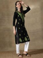 Seva Chikan Women Ethnic Motifs Embroidered Chikankari Handloom Kurta - Image 3