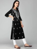 Seva Chikan Women Pure Cotton Ethnic Motifs Embroidered Chikankari Kurtas - Image 3