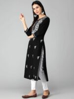 Seva Chikan Women Pure Cotton Ethnic Motifs Embroidered Chikankari Kurtas - Image 4