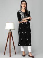 Seva Chikan Women Pure Cotton Ethnic Motifs Embroidered Chikankari Kurtas - Image 6