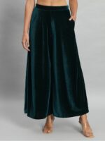 VAARARO Flared Knitted Velvet Palazzo