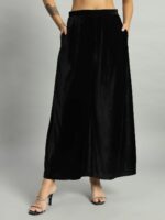 VAARARO Women Velvet Wide Leg Palazzos