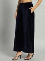 VAARARO Women Velvet Wide Leg Palazzos - Image 3