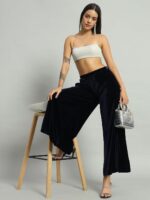 VAARARO Women Velvet Wide Leg Palazzos - Image 6